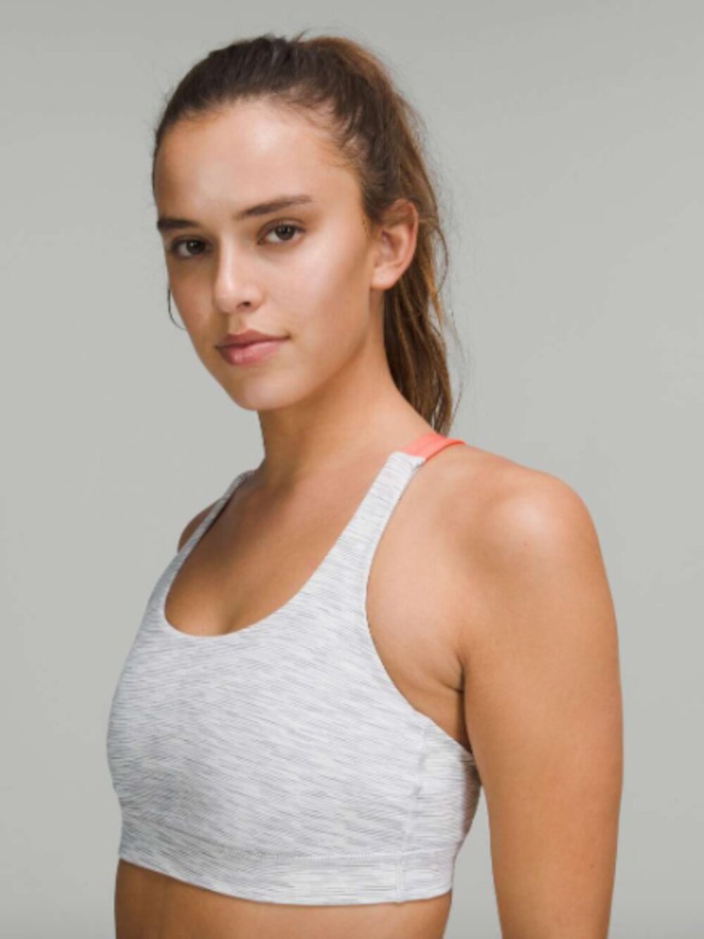 Lululemon Energy Bra *Medium Support SZ 6 Sports Bra Gray Raspberry Cream